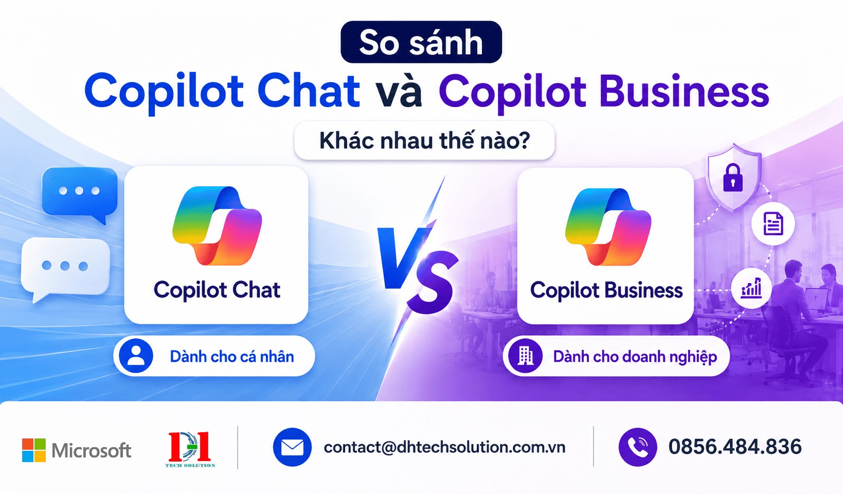 So sánh Copilot Chat và Copilot Business – Khác nhau thế nào?